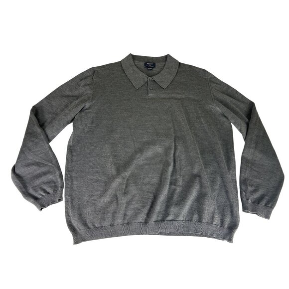 Brooks 346 Italian Merino Wool Sweater Top Men's XXL 2XL Gray Collared Pullover - Picture 1 of 5